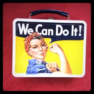 ROSIE THE RIVETER Metal lunch box WW2 feminism